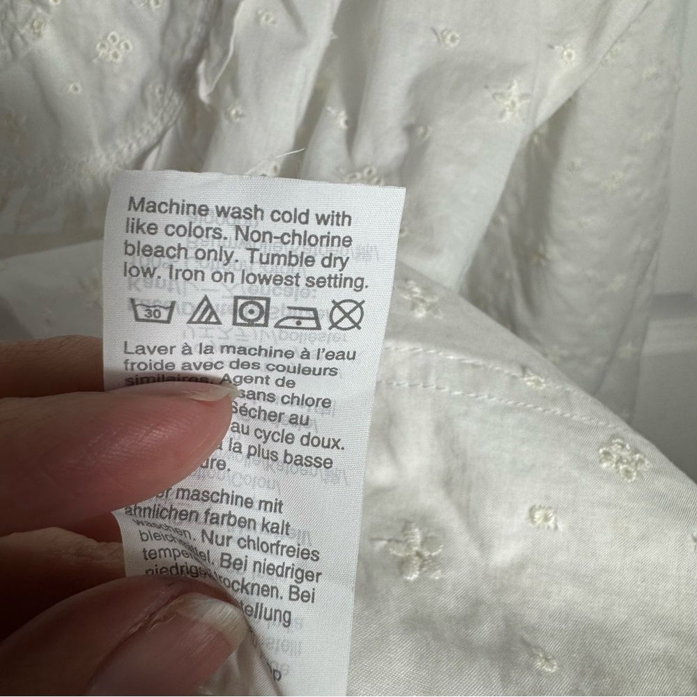 J.Crew Eyelet Ruffle Blouse XL White Cotton Romantic Cottagecore Boho Feminine - Picture 10 of 12